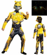Transformers Bumblebee Deluxe Costume Muscle Padded 10-12 Large Light-up New