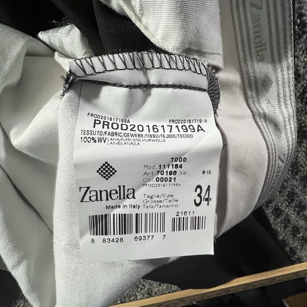 Zanella Todd Solid Charcoal Gray Flat Front Wool … - image 8