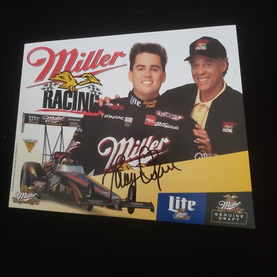1995 LARRY DIXON AUTOGRAPHED DRAG RACING POSTCARD NHRA MILLER BEER
