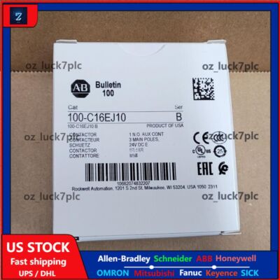 1Pc New Allen-Bradley 100-C16EJ10 Contactor, 24v DC Coil