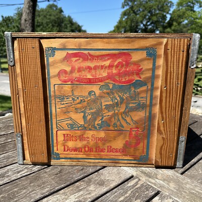 ORIGINAL PEPSI-COLA Wooden Advertising Crate w/ Lid 5 Cent Vintage