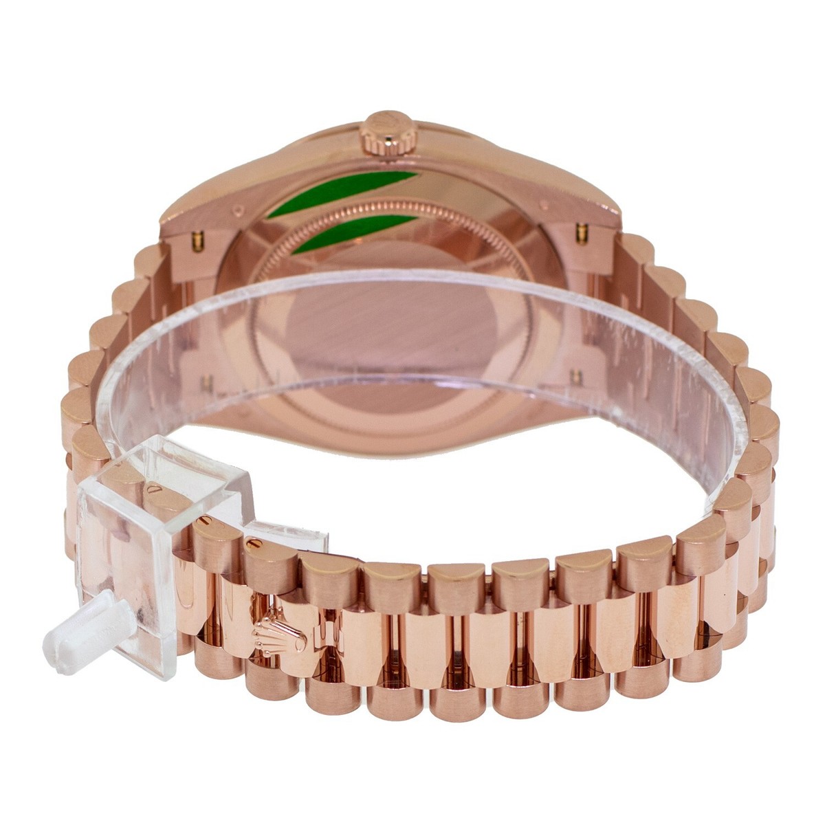 Rolex Day-Date 40mm Everose Gold Olive Green Roman Dial Diamond