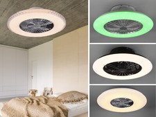 Design Deckenventilator flach leise mit LED Licht und Fernbedienung Deckenlampen
