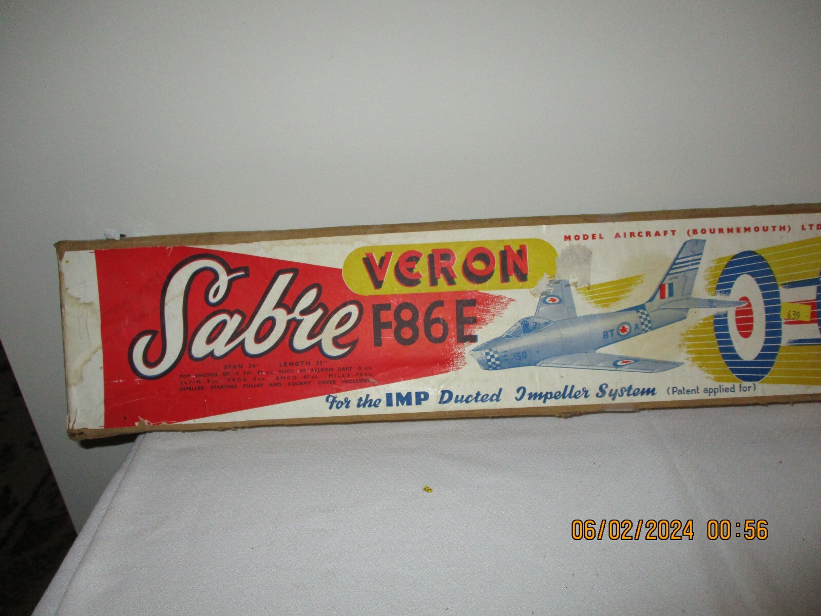VERON MODEL AIRCRAFT F86E SABRE JET AIRPLANE BALSA WOOD MODEL KIT eBay
