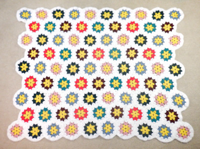 Granny Square Grandmother's Flower Garden Hand  Made Throw / Blanket 48'' x 37.5''