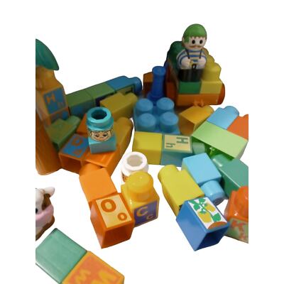 42 Mega Bloks Car Wheels Base Big Builder Blocks 2 sided person cat dog letters