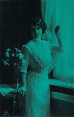 POSTKARTE - SCHAUSPIELERIN? - THEATER - EDWARDIANISCH - TÜRKIS GETÖNT - EAS - VERSCHICKT 1914