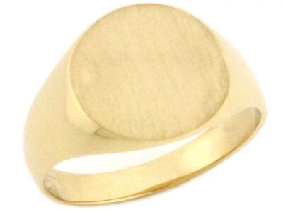 10k or 14k Solid Gold Round Signet Young Mens Boys Ring