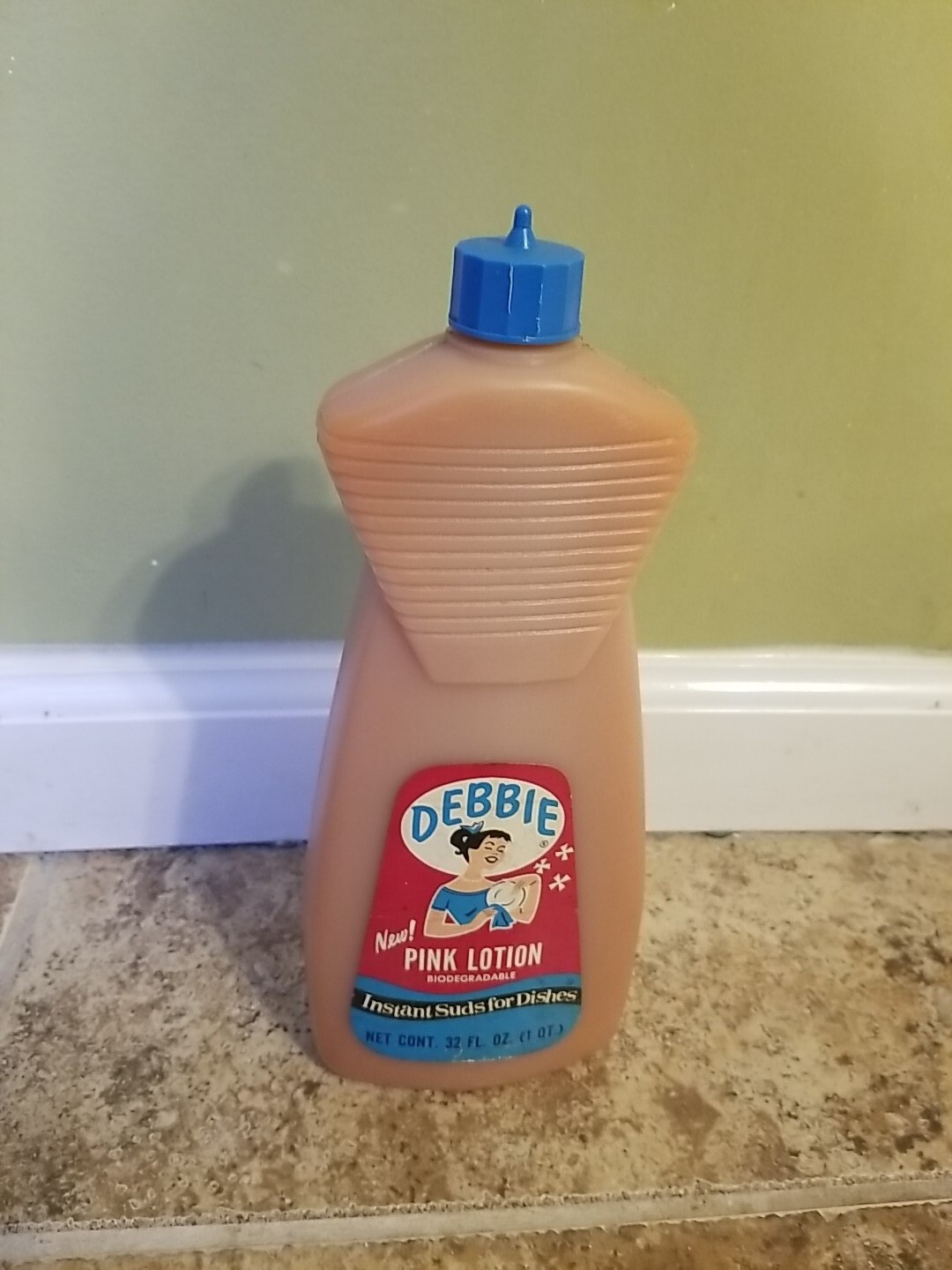 Vintage 60s 70s Debbie Pink Lotion Dish Soap Liquid Detergent 32oz NOS