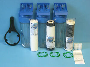 4x Aktivkohle 8x Sedimentfilter Wasserfilter Brunnen Filter TRIO 5" Wasser Neu