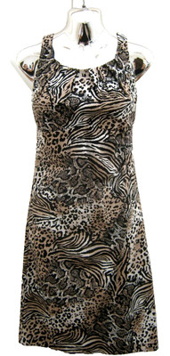 Wallis Größe 10 Damen Baumwolle Tiermotiv knielang ärmellos Bleistiftkleid