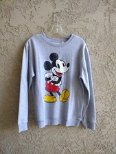Disney Juniors Mickey Mouse Graphic Heather Grey Size L LongSleeve Sweatshirt