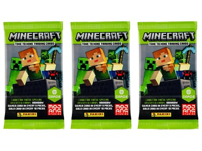 Lot of (3) 2022 Panini Minecraft Time To Mine Factory Sealed Booster Packs