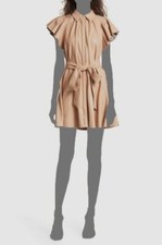 $465 Alice + Olivia Women's Beige Faux Leather Self-Tie McKell Dress Size 10