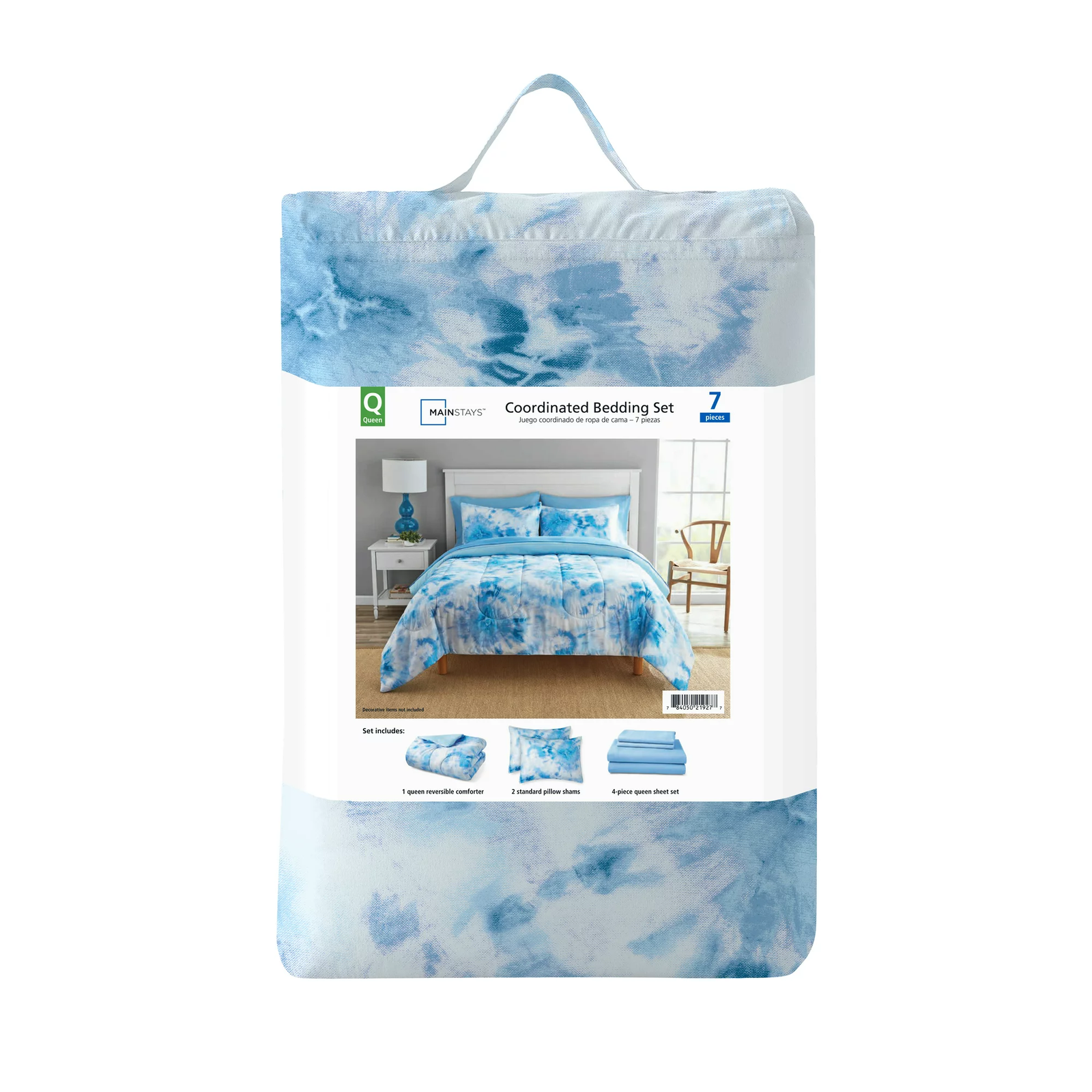 Mainstays Tie Dye Bed in a Bag Comforter Set Blue Twin XL 5 Piece