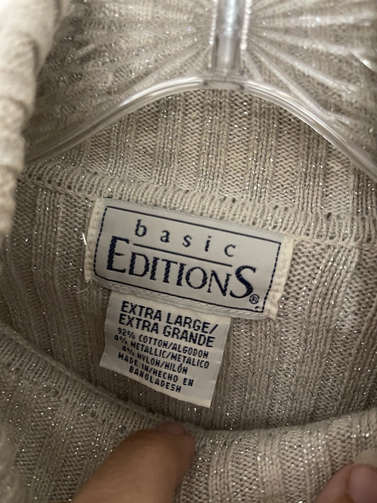 Basic additions XL silver metallic turtleneck swe… - image 2