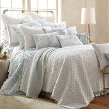 Levtex Home Ditsy Spa King Cotton Quilt Set, White/Spa