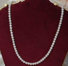 16-50" 5-6mm Natural AAA Round White Freshwater Pearl Beads Necklace Adjustable