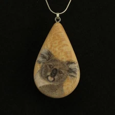 Koala on Quarter Sawn Ash Wood Pendant