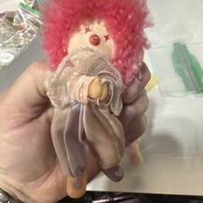 Raspberry vintage clown clip plush unicorn clip