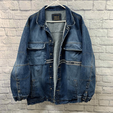 Marithe Francois Girbaud Denim Jacket Womens Xxl Oversized Logo Strap Streetwear