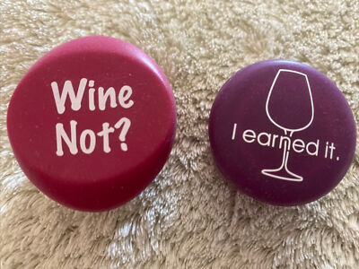2 Silicone Wine Bottle Caps Pink Purple Wine Not? I Earned It Wine Glass