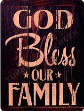 God Bless Our Family 9" x 12" Metal Sign