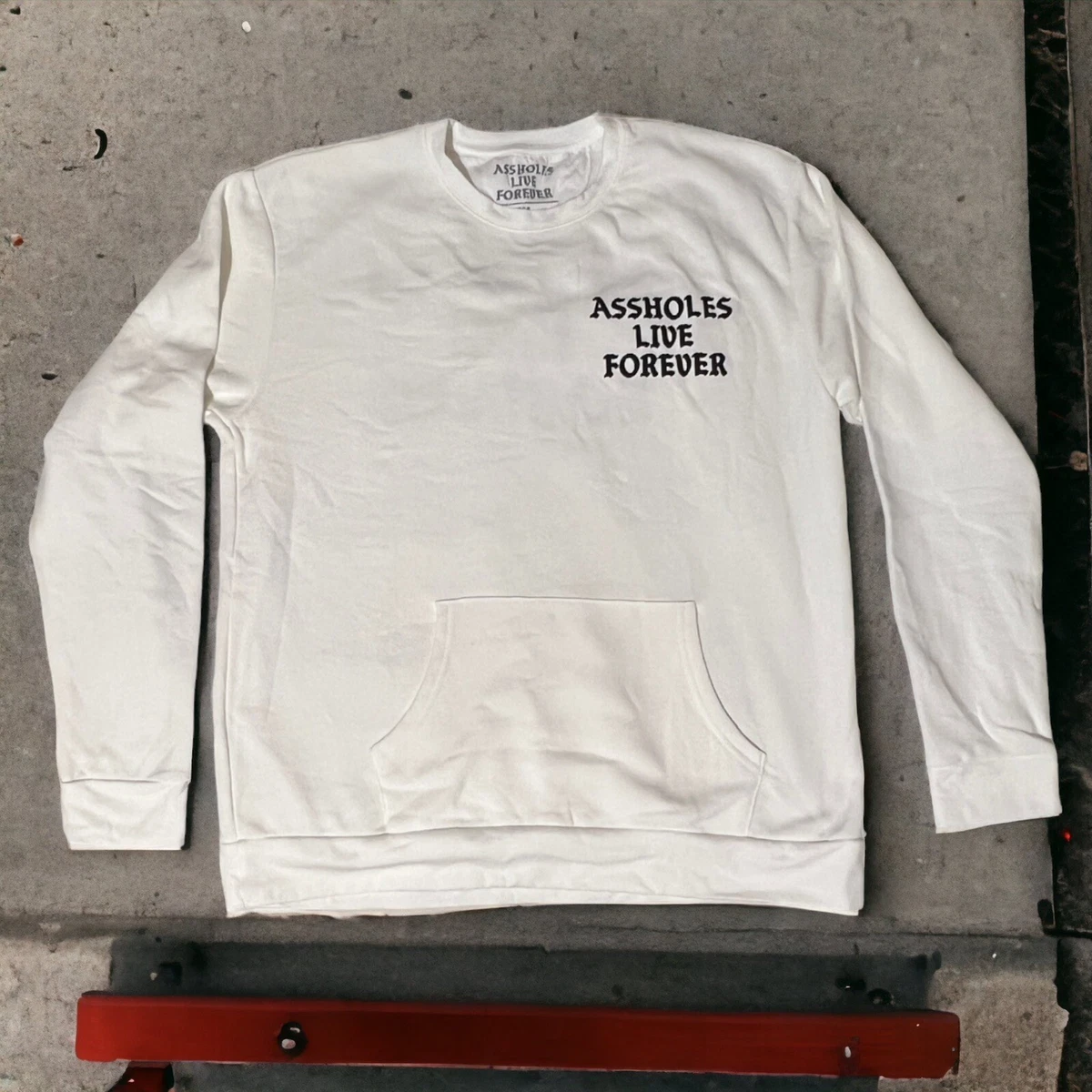 Assholes*s Live Forever Sweatshirt Extra Large White Long Sleeve Crewneck