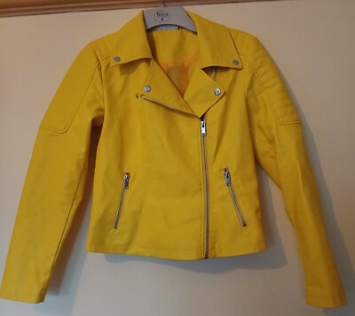 Noisy May yellow vegan leather biker jacket M 10/12 cosplay party fancy dress | eBay UK Noisy May yellow vegan leather biker jacket M 10/12 cosplay party fancy dress | eBay UK