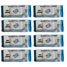 Adult Wet Wipes w/ Aloe, Lanolin  Vit. E, 9" x 13", 50ct/pk  Buy 7 1 Free 