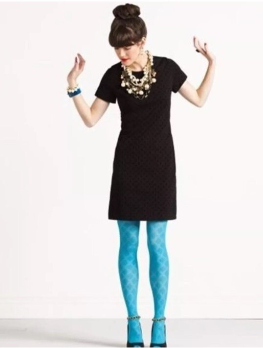 Abito Kate Spade nero maniche corte velluto a pois tubino taglia S