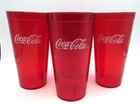 Coca-Cola Vintage Lot of 4 Red Plastic Restaurant Tumbler 24 Oz Soda Cups