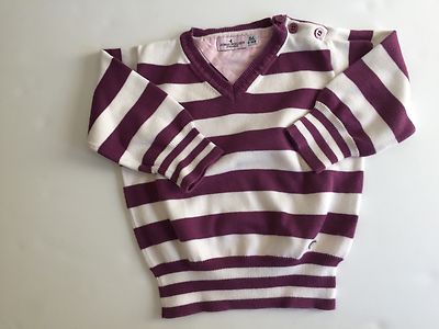 Jonas Nielsen Stockholm V-Neck Sweater Size86( 12-18 Months)Purple/White Striped