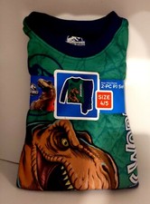 New Boys Jurassic World Dinosaur Flannel Pajamas 2 piece Sleep wear Set Size 4/5