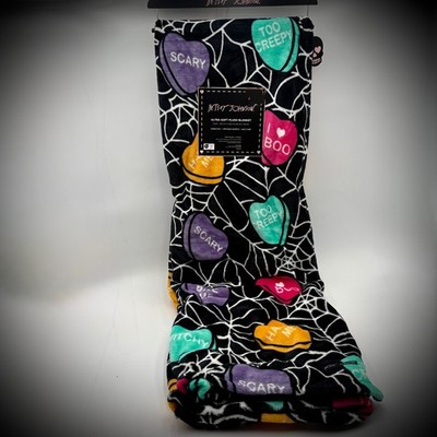 Betsey Johnson Halloween Candy Conversation Hearts Spiderweb Plush Throw Blanket