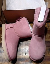 Stivali donna UGG Mini Bailey scamosciati fiocco nuovi con scatola originale tg 7.0 ROSA ALBA