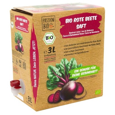 Bio Rote Beete Saft, 3 Liter   100% Rote Beete Saft, milchsauer vergoren   in De