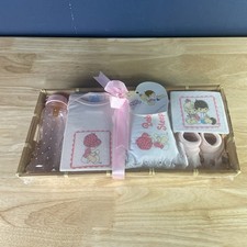 Precious Moments Baby Girl Gift Set Bottle Shirt Bub Booties Pillow Basket