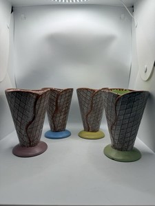 Set Of 4 Hallmark ceramic waffle cone sundae bowls