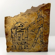 Star Wars R2D2 C3P0 Indiana Jones Hieroglyph Slab Easter Egg Prop Replica Stand