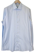 Suitsupply Men's Formal Shirt 44-7/17 1/2L Slim Blue Cotton Long Sleeve