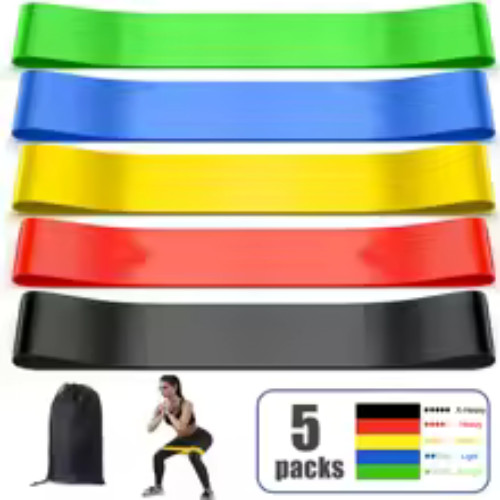 5 Piece Strong Resistance Set Yoga Gym Exercise Fitness Band