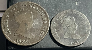 Cincin19 ISABEL 2ª Interesante Lote de 4 y 8 Maravedies de Segovia 1836