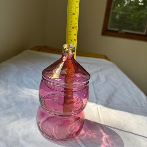Vintage Princess House Cranberry Glass Stacked Apothecary Jar - Picture 3 of 3