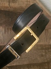 Vintage PIERRE CARDIN Black Leather Aniline Cowhide Leather Belt Size 32