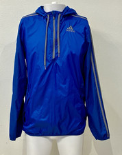 Vintage Adidas Hooded Lightweight Windbreaker Mens S Blue 3 Stripe Full Zip Y2K
