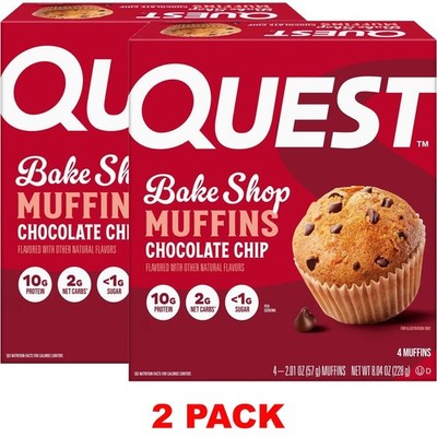 QUEST Bake Shop Muffins CHOCOLATE CHIP - 4 Muffins 2.01 oz in a Box   2 BOXES