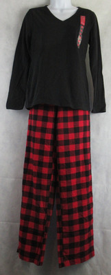 Charter Club Women's 2-Piece T-Shirt Pajama Set, Buffalo Multi Check, Small