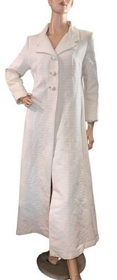 Vintage 1960 s White Maxi Woman's Coat MCM Collar Jackie-O Boho Duster Wedding M