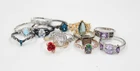 Vintage costume jewelry rings lot of  12 gold / silver tone / cocktail